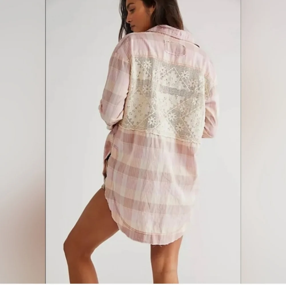 NWOT Free People Double Cross Cutwork Plaid Top $228 Retail! Size Xs - Picture 3 of 6